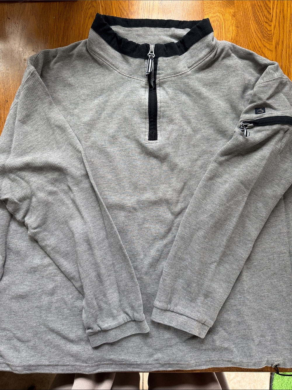 Men's Light Gray Quarter-Zip Pullover with Black Trim